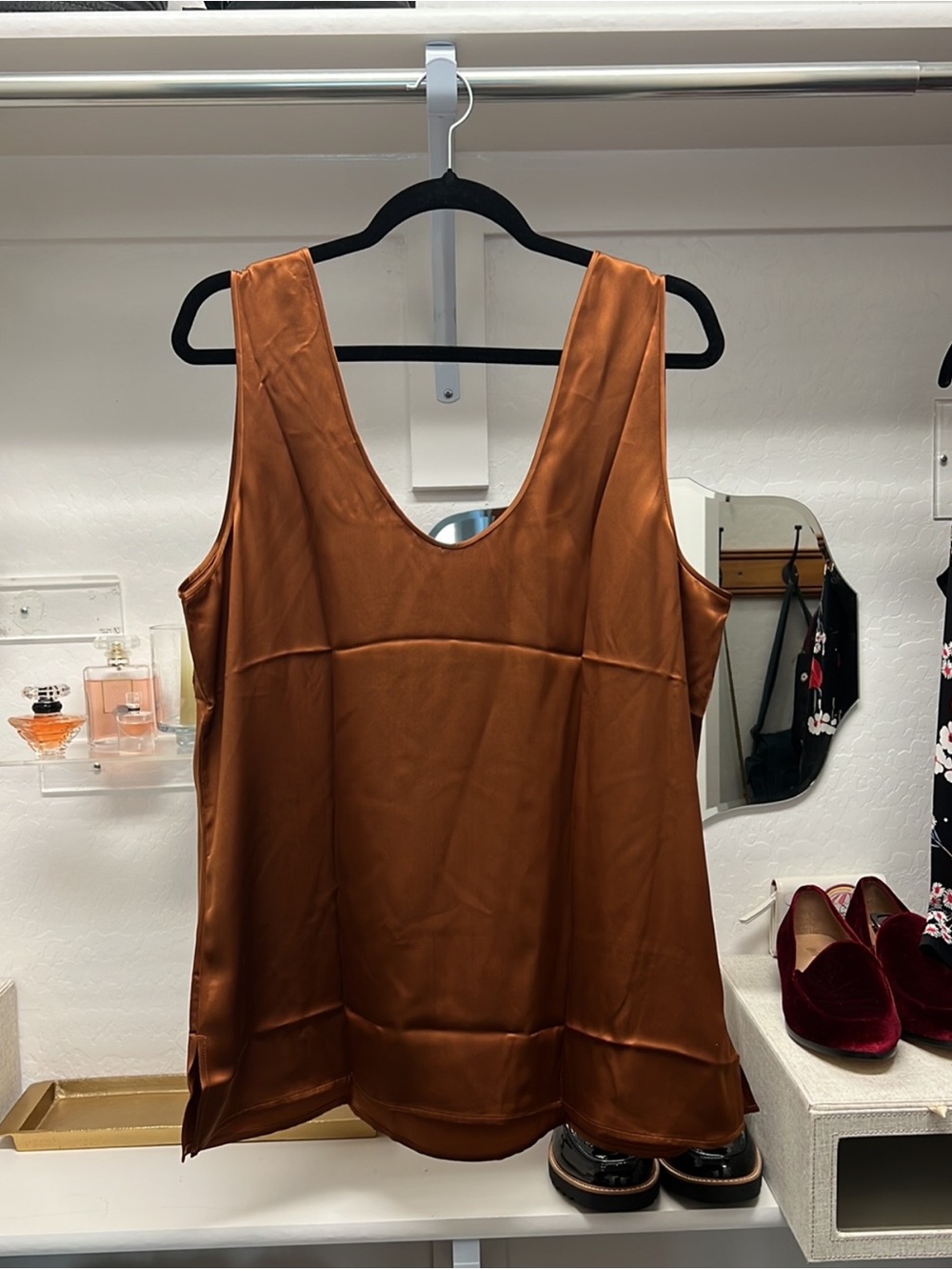 RAVEL Copper 100% Pure Silk Scoop Neck Tank